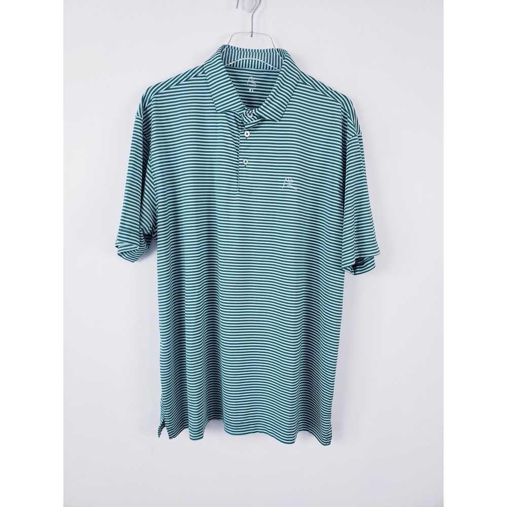 Rhoback Short Sleeve Birdie Polo Green Striped Performance Stretch Mens Size XL